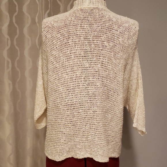 Eileen Fisher M Cream Linen Blend Cardigan - Picture 3 of 7